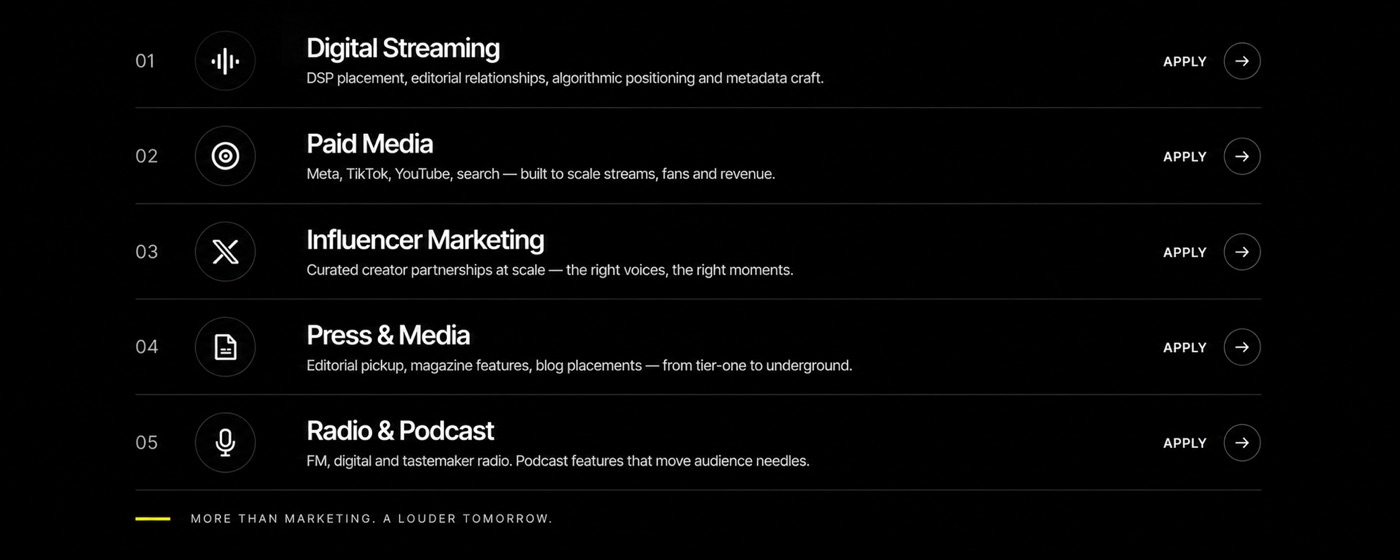 Top Music Marketing Agency project screenshot